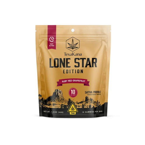 TexaKana Lone Star Edition Gummies — Ruby Red Grapefruit, 100mg THC