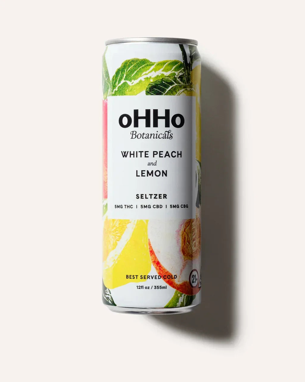 oHHo Seltzer | White Peach and Lemon | 15mg CBD+CBG+THC | Single Can