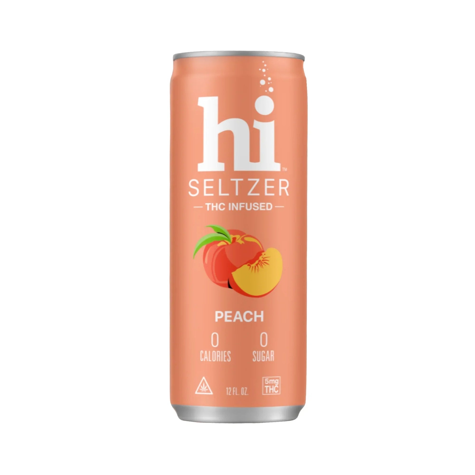 Hi Seltzer | Peach | 5mg | Hemp Infused Drink | Non-Alcoholic Beverage