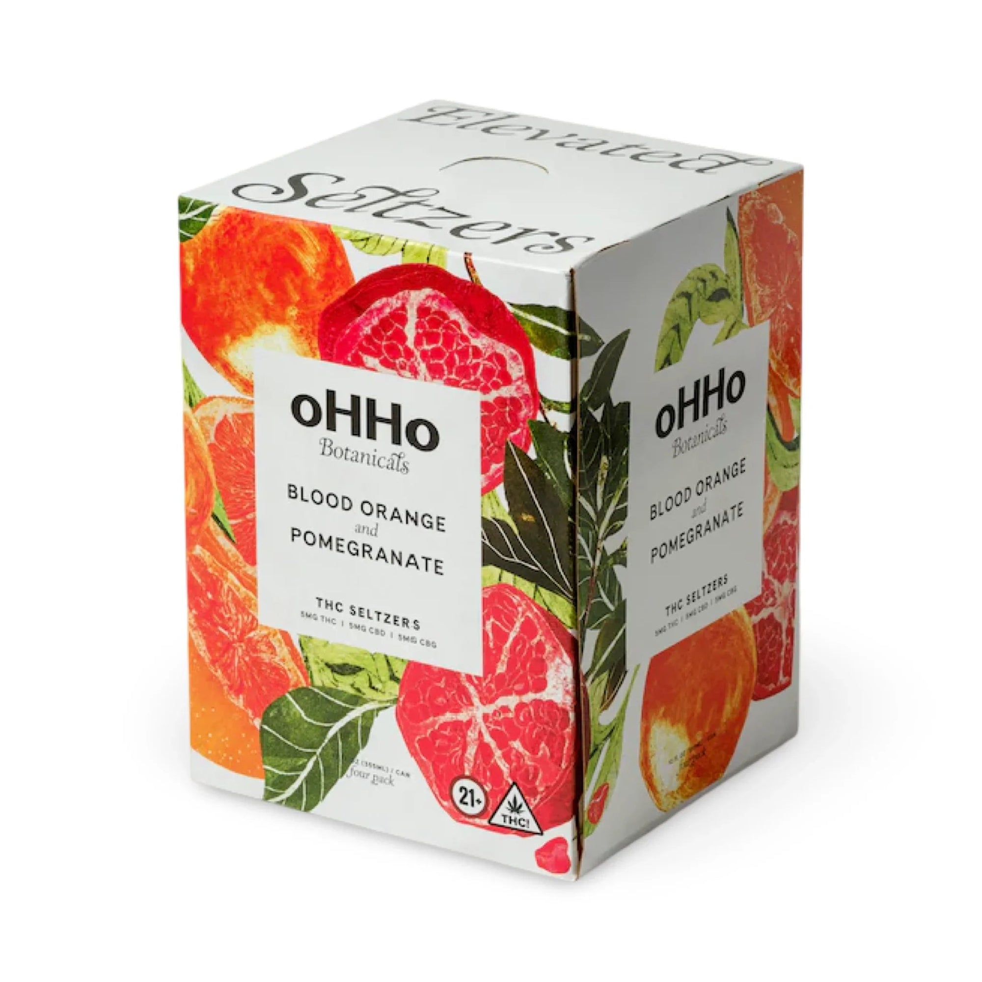 oHHo Seltzer Blood Orange & Pomegranate — 15mg THC+CBD+CBG, 4-Pack