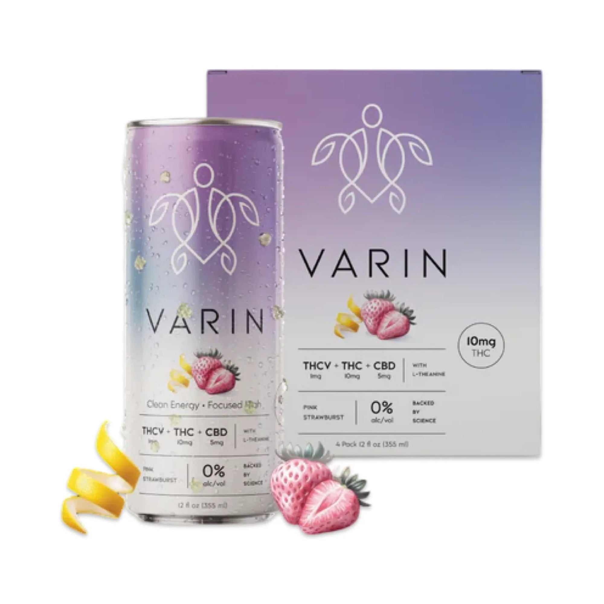 Varin Seltzer | Pink Strawburst | 16mg | THC+THCv+CBD | 4-Pack