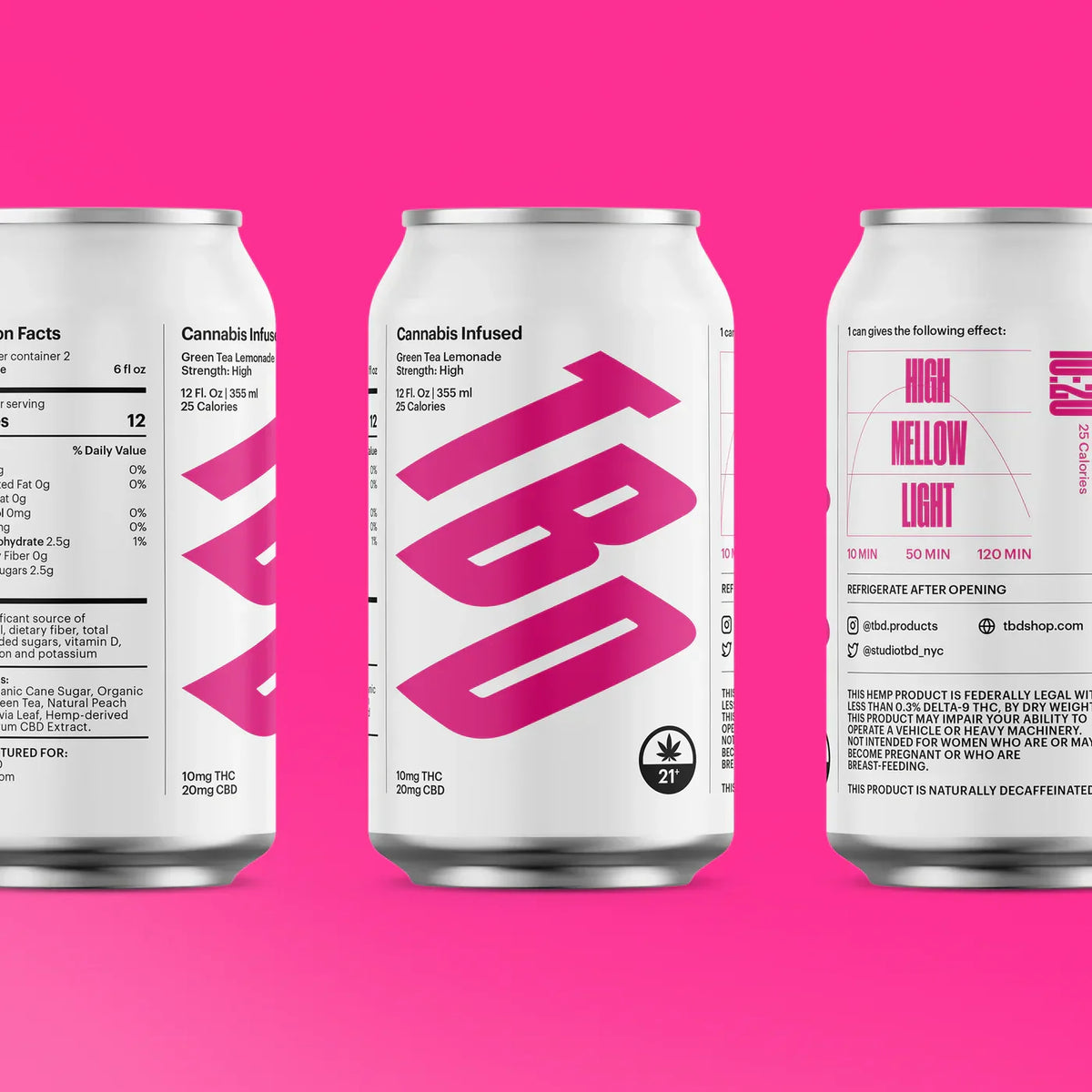 TBD Green Tea Lemonade — 10mg THC + 20mg CBD, Single Can — view 3