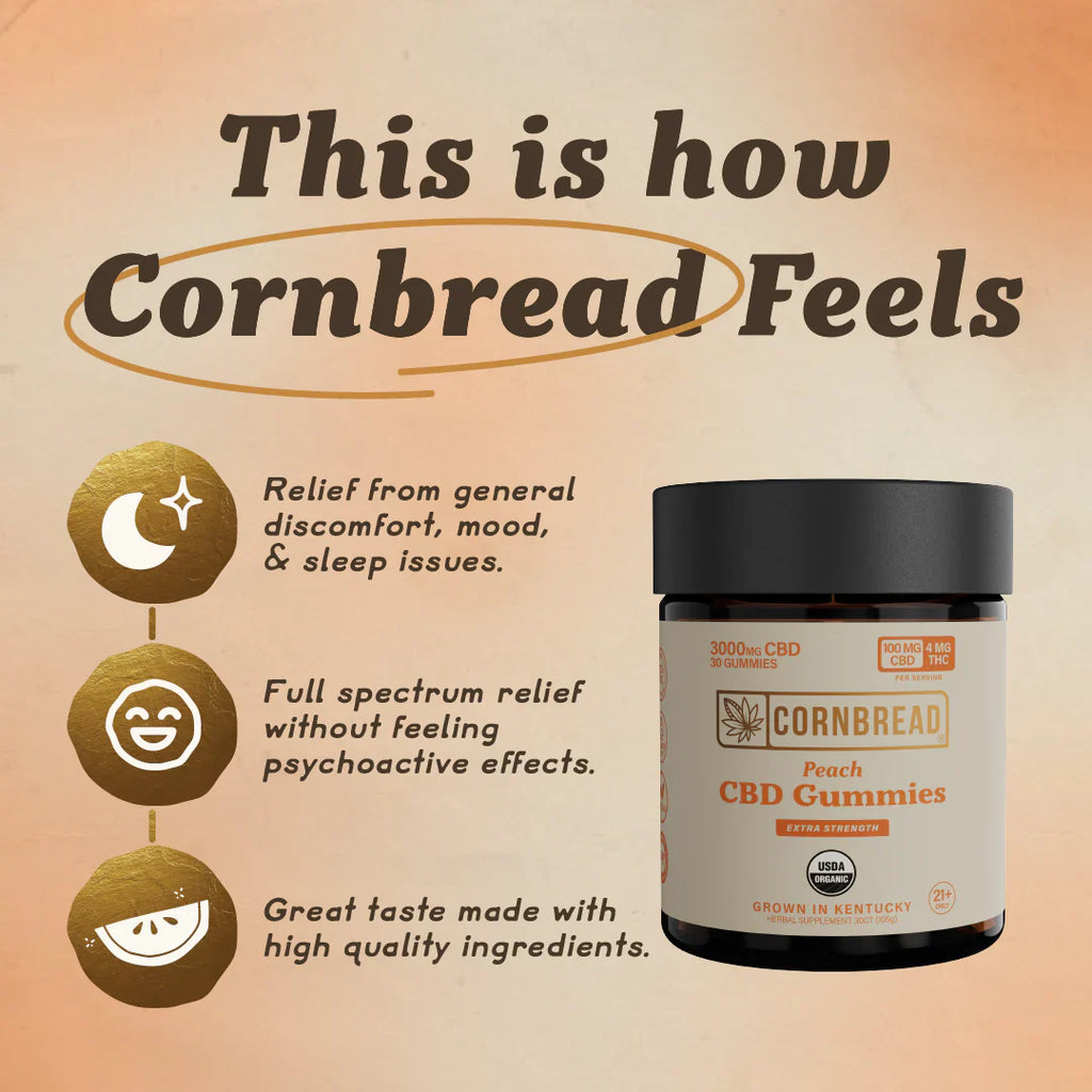 Cornbread | Peach | 750mg CBD + 30mg THC