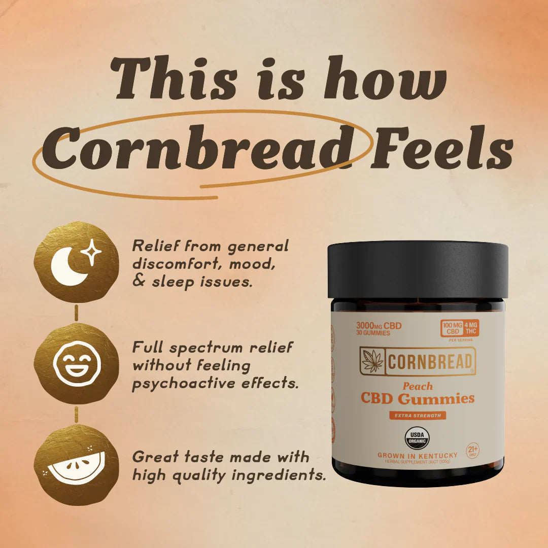 Cornbread | Peach | 750mg CBD + 30mg THC