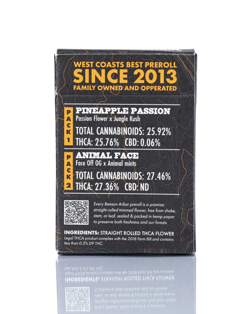 THCa Flower Pre Roll | 12 x 0.6g Pack | Pineapple Passion & Animal Face | Benson Arbor