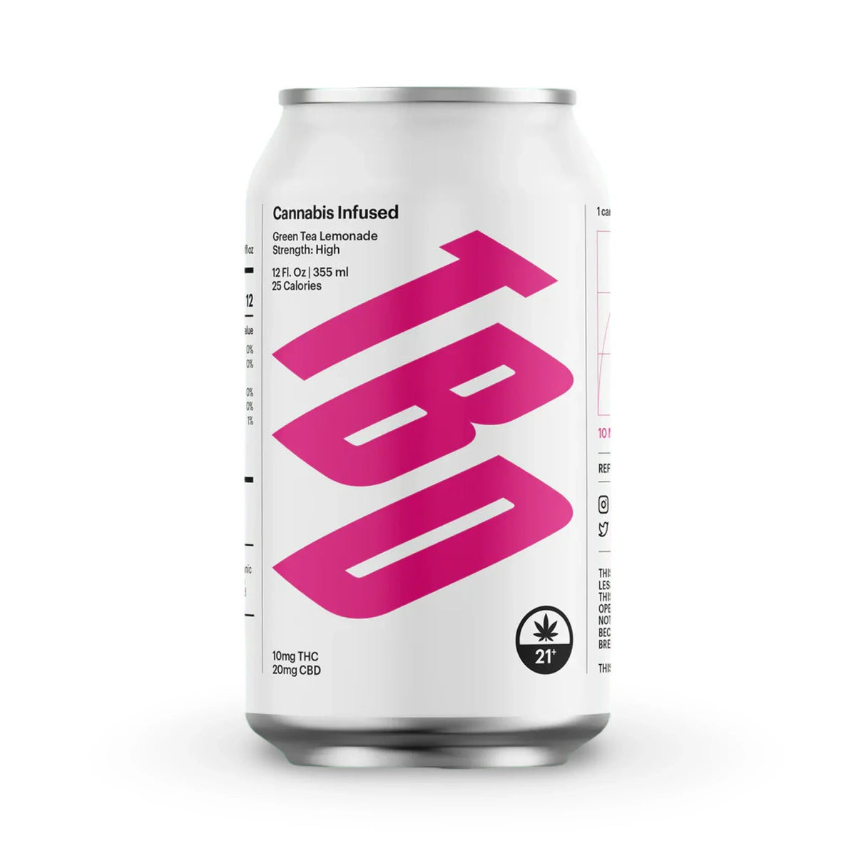 TBD Green Tea Lemonade — 10mg THC + 20mg CBD, Single Can