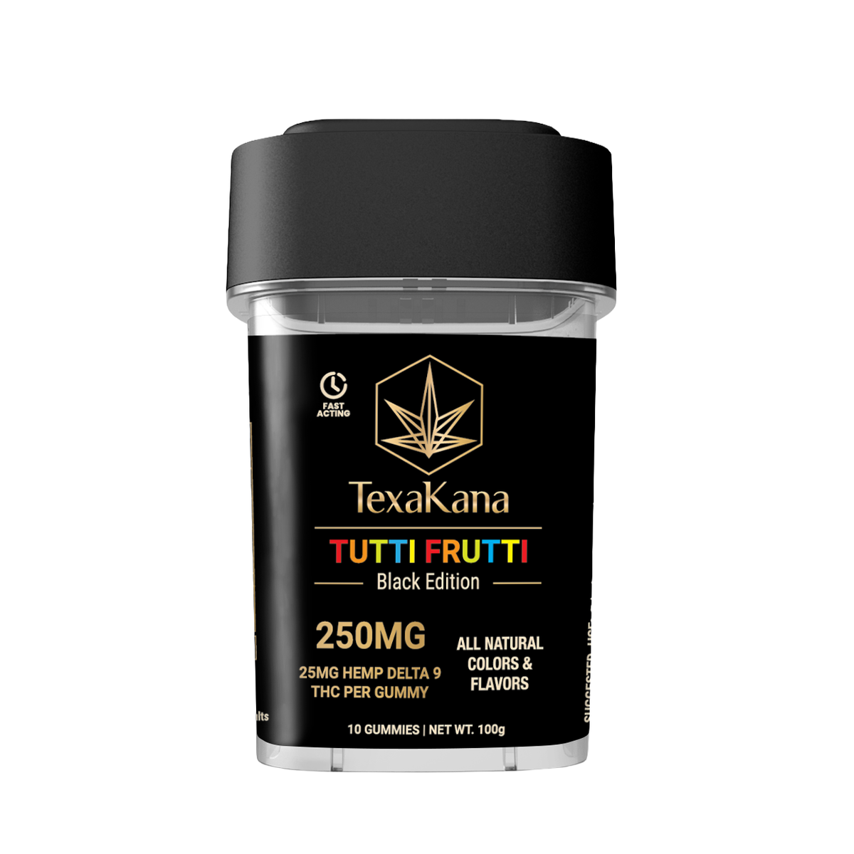 TexaKana Black Edition Tutti Frutti 25mg + 5mg CBD 10ct jar