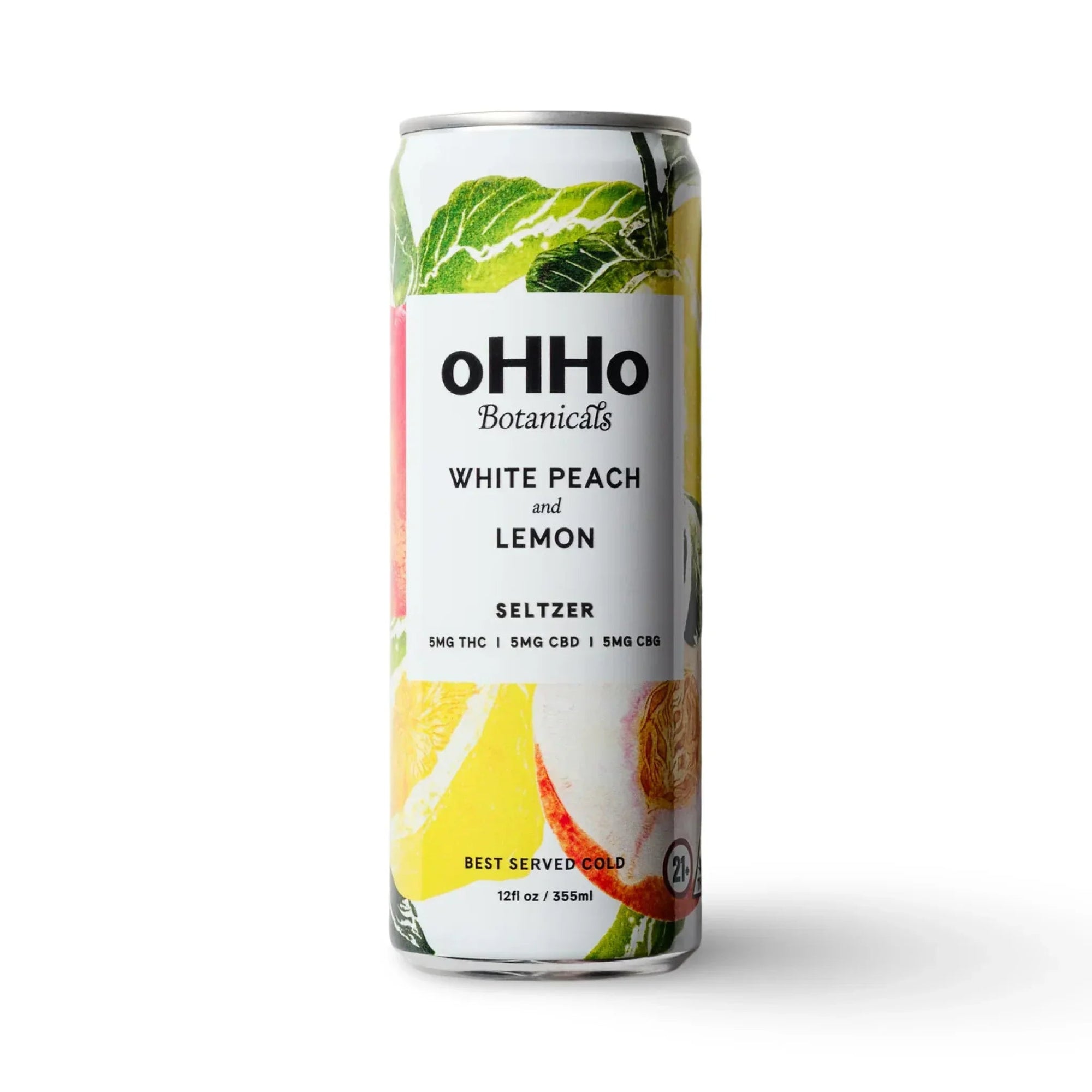 oHHo Seltzer | White Peach and Lemon | 15mg CBD+CBG+THC | Single Can