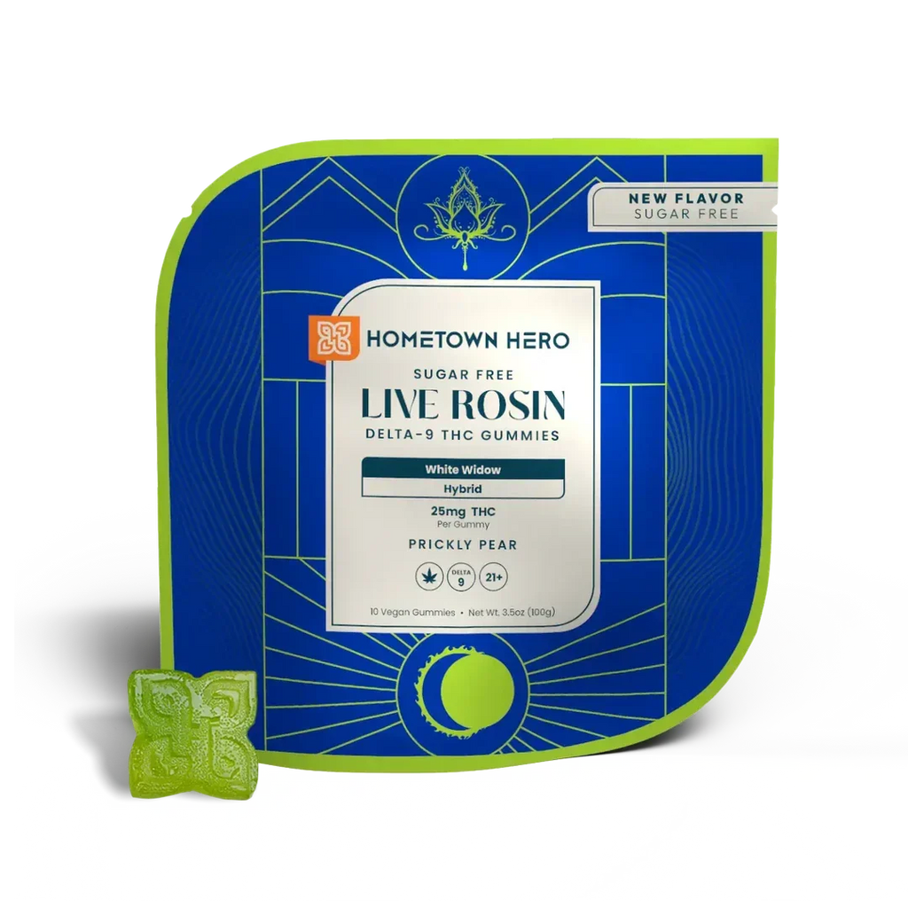 Hometown Hero | Live Rosin Gummies | Prickly Pear White Widow | 250mg THC